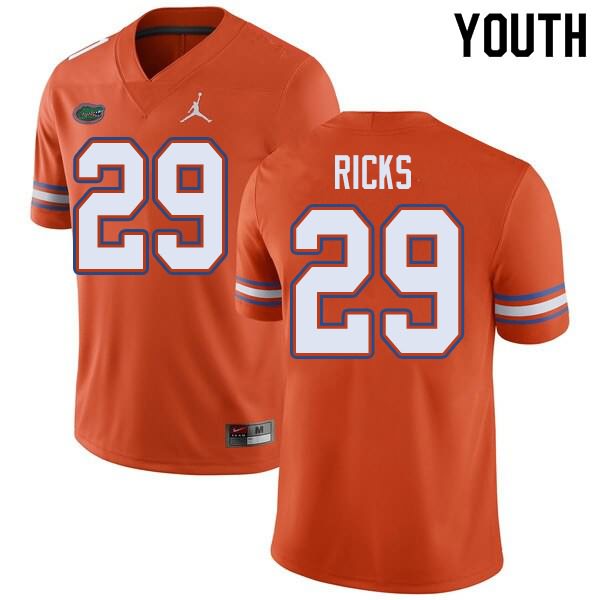 Youth NCAA Florida Gators Isaac Ricks #29 Stitched Authentic Jordan Brand Orange College Football Jersey TER8265UL